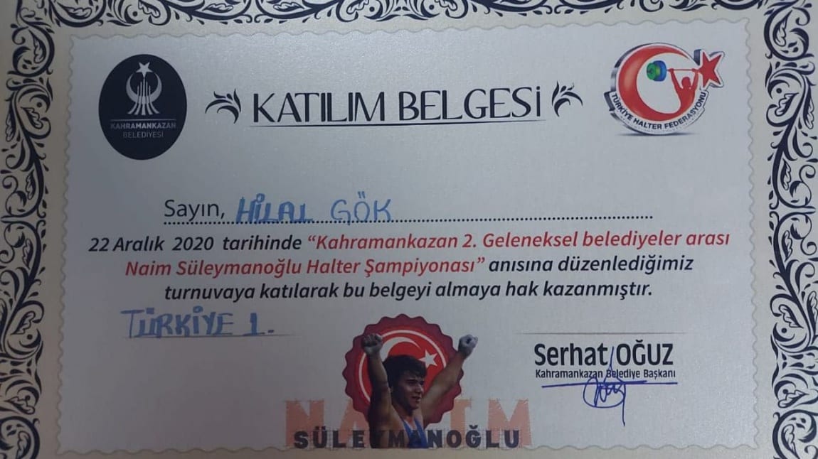 Kahramankazan 2. Geleneksel Belediyeler Arası Naim Süleymanoğlu Halter Şampiyonası Türkiye I. Hilal Gök